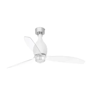 Mini-Eterfan LED Matt White, Transparent Ceiling Fan with DC Motor, 3000K