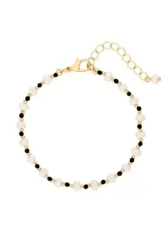 Image of Freshwater Pearl And Black Bead Bracelet