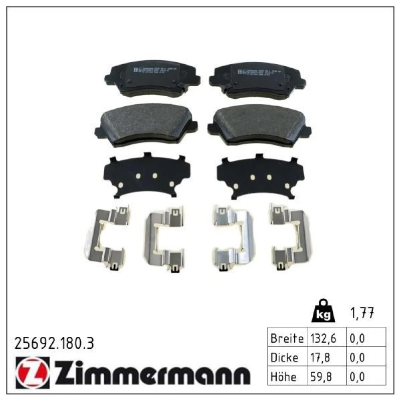 Image of ZIMMERMANN Brake pad set ZIMMERMANN 25692.180.3