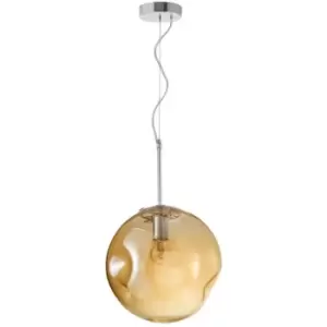 image of Netlighting Merano Greeley Pendant Ceiling Light Chrome Metal Champagne Glass Le