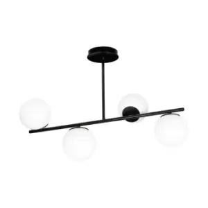 Image of Bior Black Globe Ceiling Light with White Glass Shades, 4x E14