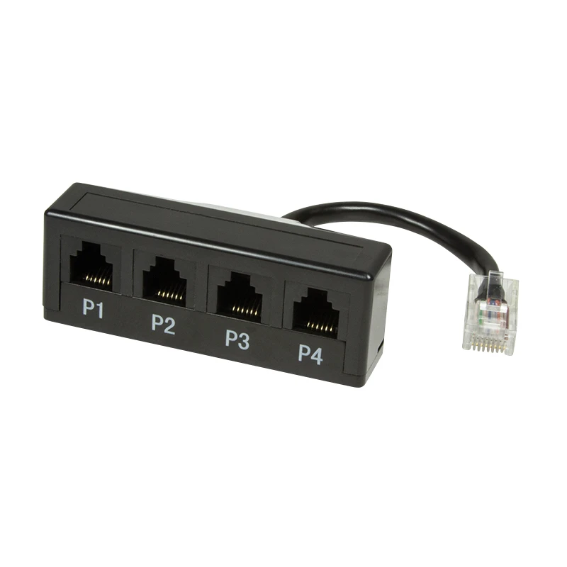 Image of LogiLink 0.1m RJ45/4xRJ11 telephone splitter Black