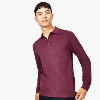 image of Jack Wills Alfie Long Sleeve Polo Jumper - Damson