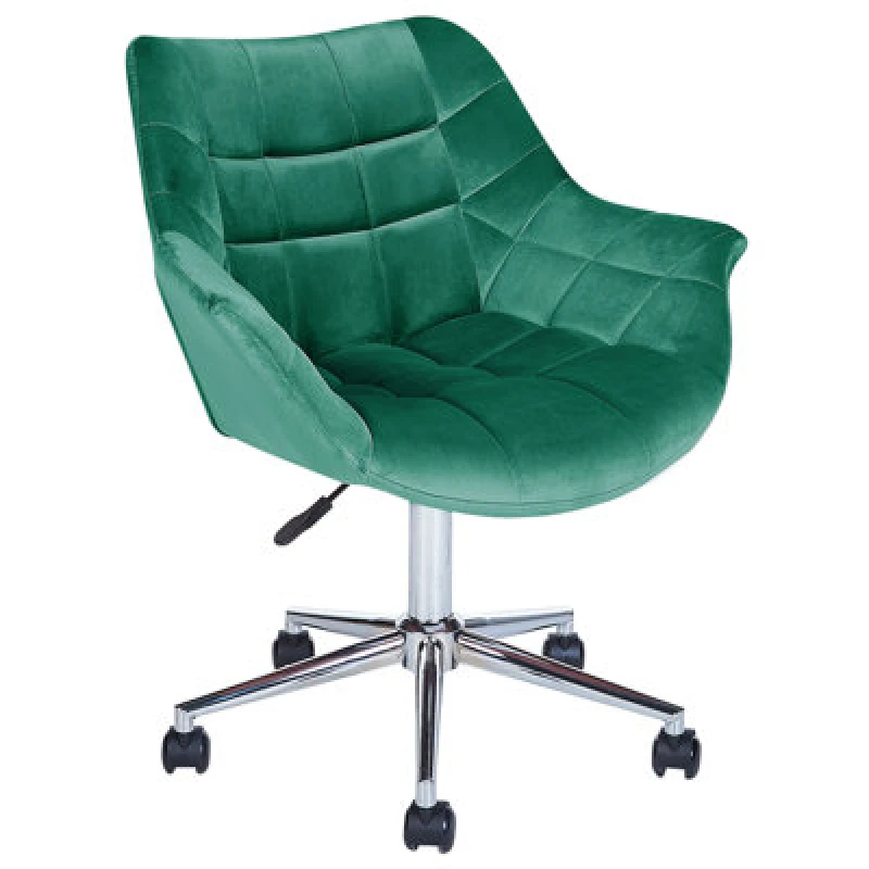 Image of Beliani Desk Chair Labelle Velvet Emerald Green