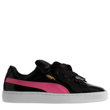 image of Puma Basket Heart Star Junior Girls Trainers - Black-Rose-Gold