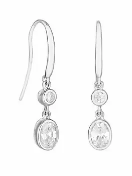 image of Simply Silver Sterling Silver 925 Cubic Zirconia Besel Set Oval Drop Earrings