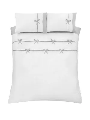 image of Catherine Lansfield Milo Bow Duvet Cover Set