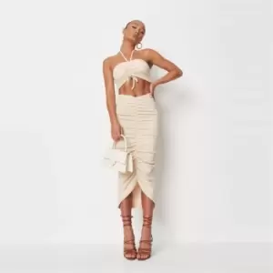 image of Missguided Ruched Front Skirt - Neutral