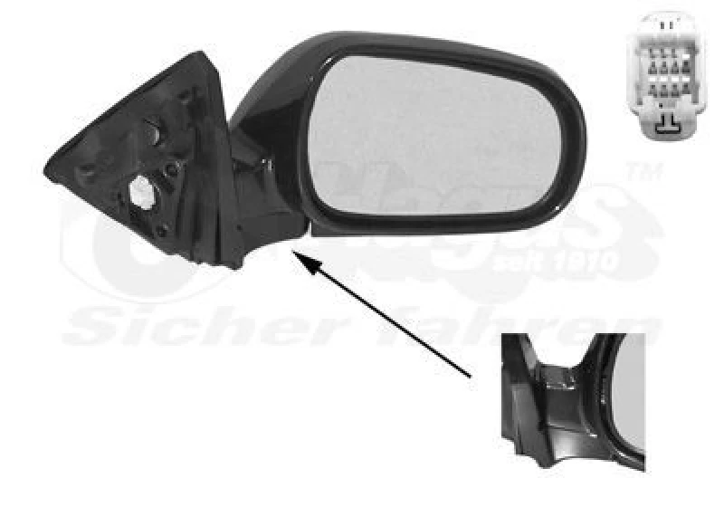 Image of VAN WEZEL Wing mirror VAN WEZEL 2527806