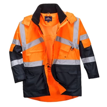 Image of Oxford Weave 300D Class 2 Hi Vis 2-Tone Breathable Jacket Orange / Navy M