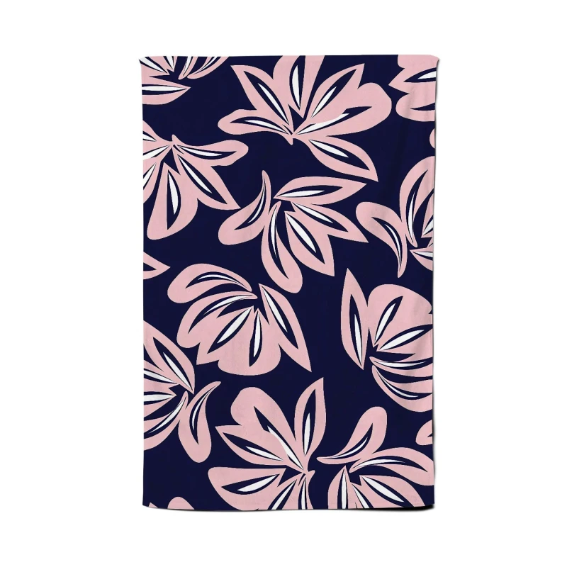 Image of Warren Reed - Designer Pink Navy Floral Botanical Pattern Tea Towel Pink Unisex