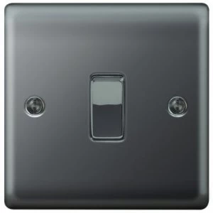 image of Wickes 10A Light Switch 1 Gang 2 Way Black Nickel Raised Plate