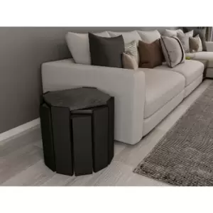 Image of Lori 3 Pieces Nesting Table Coffee Tables Black Marble Effecte Black - Decorotika