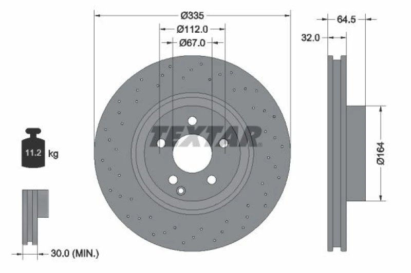 Image of Brake disc TEXTAR 92171905