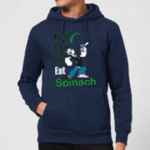 Image of Popeye Keep Calm And Eat Spinach Hoodie - Navy - XXL
