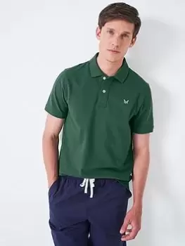 Image of Crew Clothing Classic Pique Polo Shirt, Green, Size S, Men