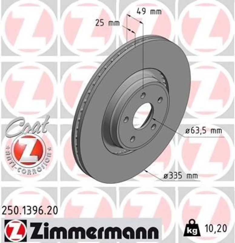 Image of ZIMMERMANN Brake disc ZIMMERMANN 250.1396.20
