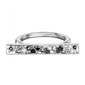 image of Ladies Karl Lagerfeld Silver Plated Scattered Crystal Bar Ring Size L