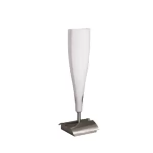 Image of Java Table Lamp Small 1 Light E14, Satin Nickel/Frosted White Glass