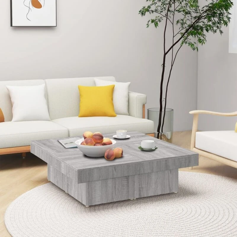 Image of VIDAXL Coffee Table Grey Sonoma 90x90x28cm Engineered Wood Vidaxl 8720845735586
