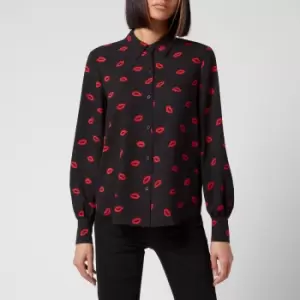 Kate Spade New York Womens Lips Pastis Blouse - Black - UK 14