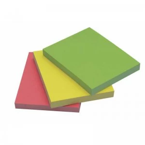 image of Q Connect Quick Sticky Note 40x50mm Neon - 3 Pack