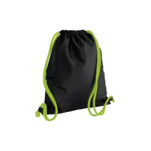 Image of Bagbase Icon Drawstring Bag/Gymsac (One Size) (Black/Lime Green)
