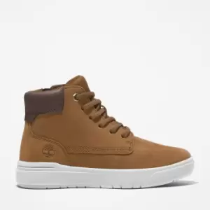 Timberland Seneca Bay High-top Trainer For Youth In Yellow Light Brown Kids, Size 2.5