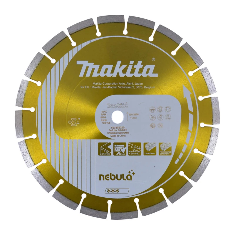 Image of Makita Nebula Wet & Dry Diamond Wheel Cutting Disc 300mm 2.4mm Pack of 1 B-54031