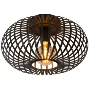 image of Lucide MANUELA - Flush Ceiling Light - Ø39.5cm- 1xE27 - Black