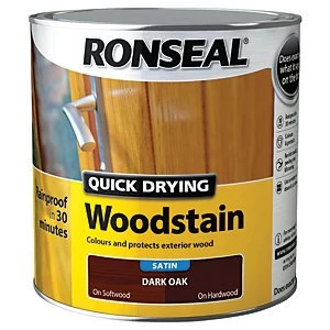 image of Ronseal Quick Drying Woodstain - Satin Dark Oak 2.5L