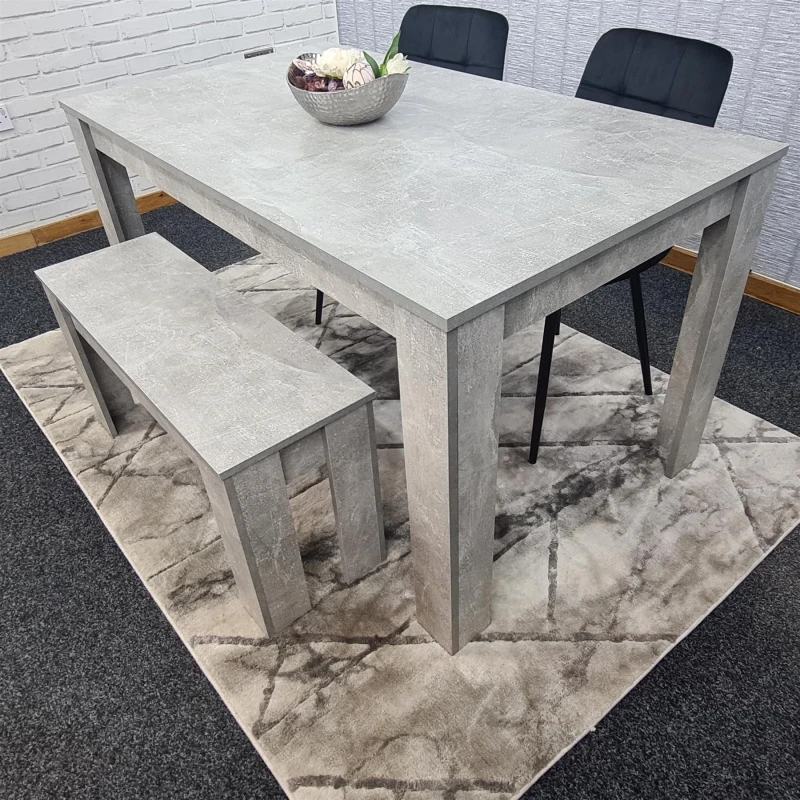 Image of KOSY KOALA Dining Table Set with 2 Chairs Dining Room and Kitchen table set of 2, and Bench Grey unisex