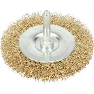 Image of Draper Brassed Wire Wheel Brush 75mm 6mm Shank