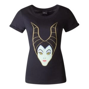 Image of Disney - Maleficent Face Womens Large T-Shirt - Black