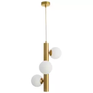 Netlighting Merano Dearborn 3 Light Globe Pendant Ceiling Light Opal Glass Antiq