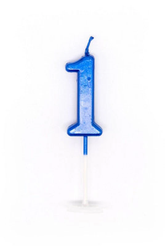 Image of Shatchi Blue 1 Number Candle Birthday Anniversary Party Cake Decorations Topper Blue unisex