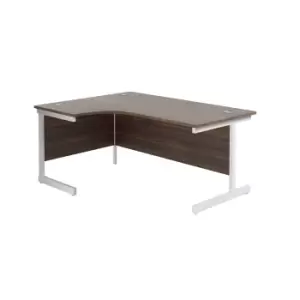 Image of 1800X1200 Single Upright Left Hand Radial Desk Dark Walnut - White + Desk High Ped