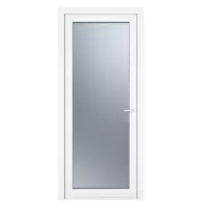 Image of Crystal uPVC Obscure Single Door Full Glass Left Hand Open 890mm x 2090mm Obscure Glazing - White