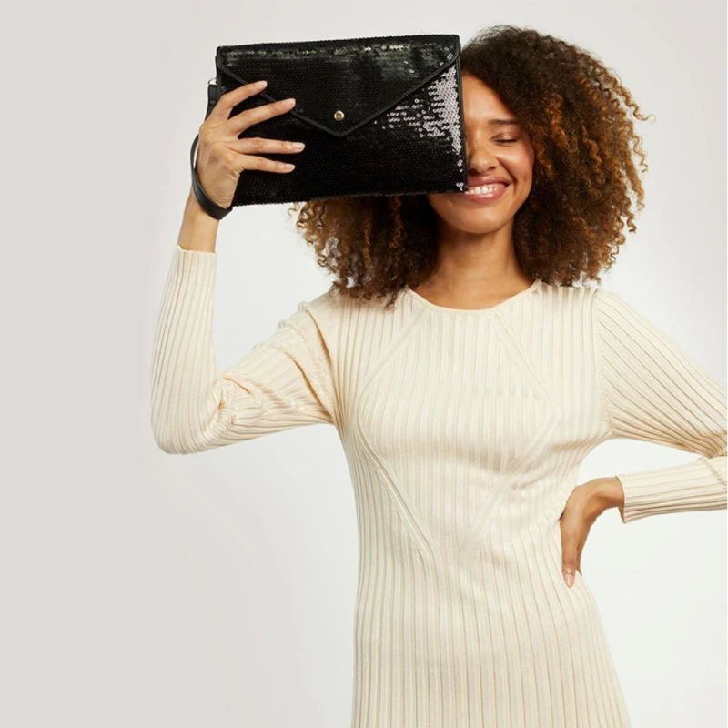 Image of Fiorelli Ophelia Sequin Envelope Pouch Bag True Black female