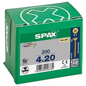 Image of Spax Pz Countersunk Yellox Screws - 4x20mm - Pack Of 200
