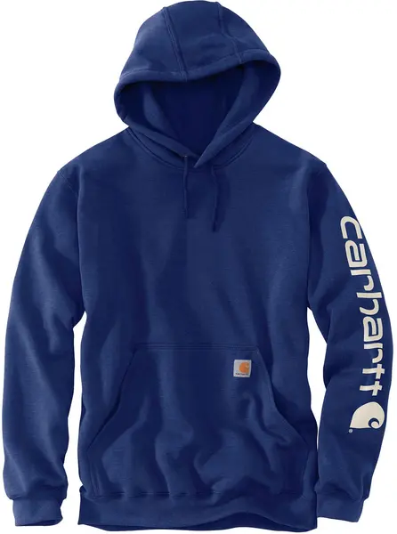 Image of Carhartt Midweight Sleeve Logo Hoodie, black-purple, Size L