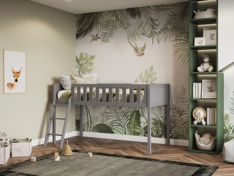 Image of Flair Bea Shorty Mid Sleeper Cabin Bed in Grey Size: Junior Grey Unisex Junior