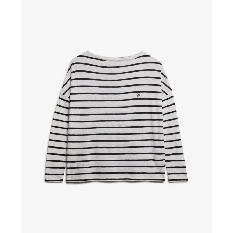Image of Superdry Womens boat neck long sleeve t-shirt Superdry Blanc Female XS