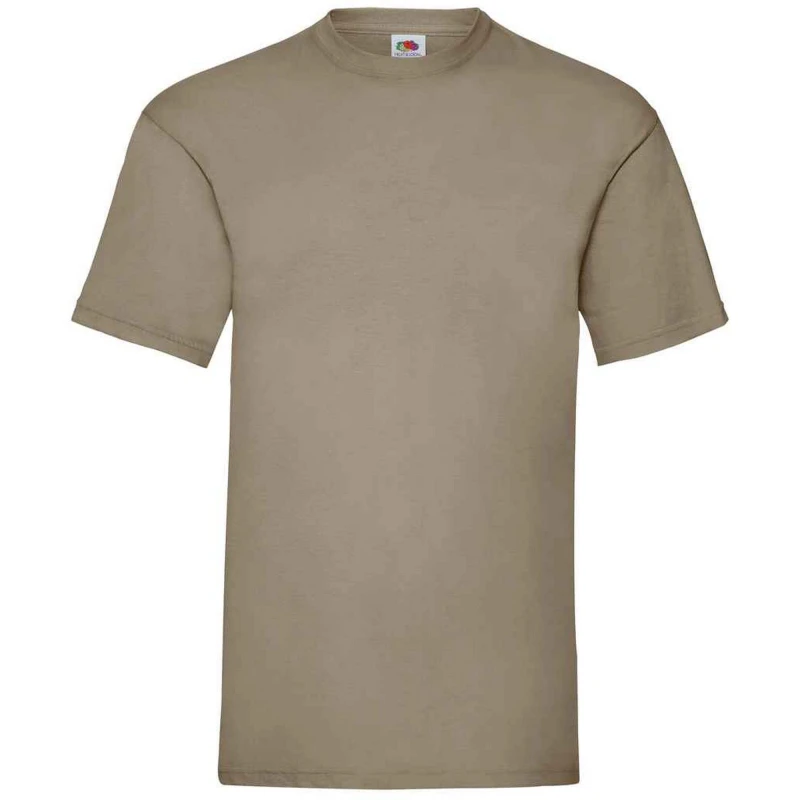 Image of Fruit Of The Loom Fruit of the Loom Men Valueweight T-Shirt in Khaki Size: Small Khaki S Male 5063527628152