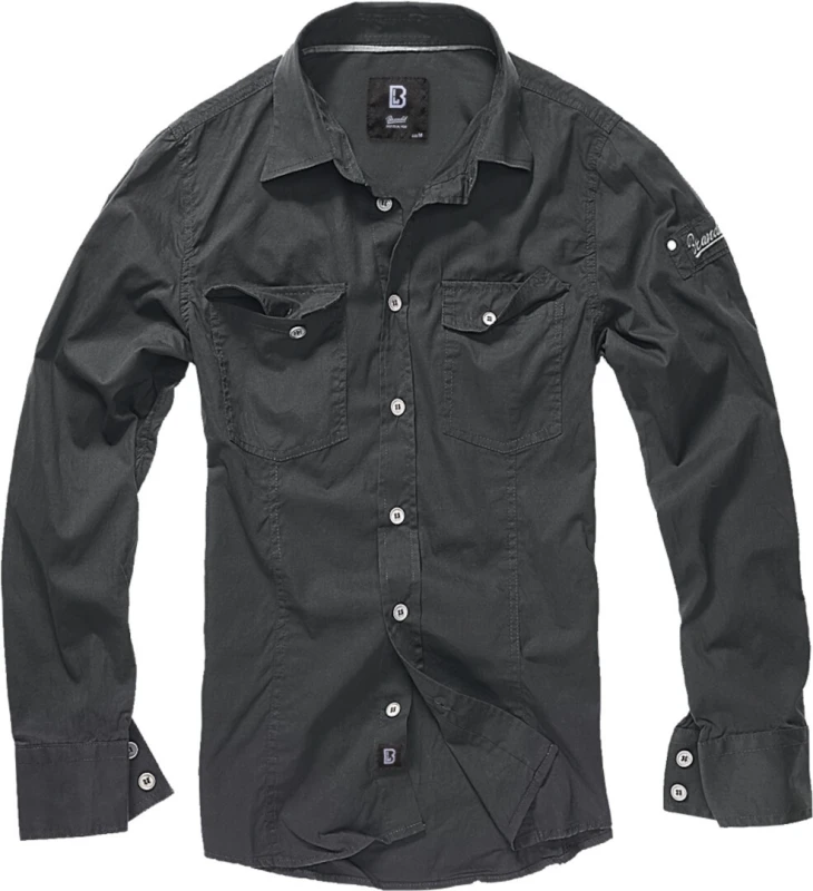Image of Brandit Slim Fit Shirt Longsleeve Black S Men