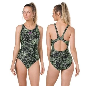 Image of Speedo Boom Allover Muscleback Swimsuit Black/Zest 32"