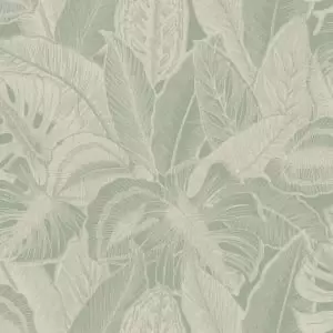 image of Holden Linear Palm Leaf Sage Wallpaper