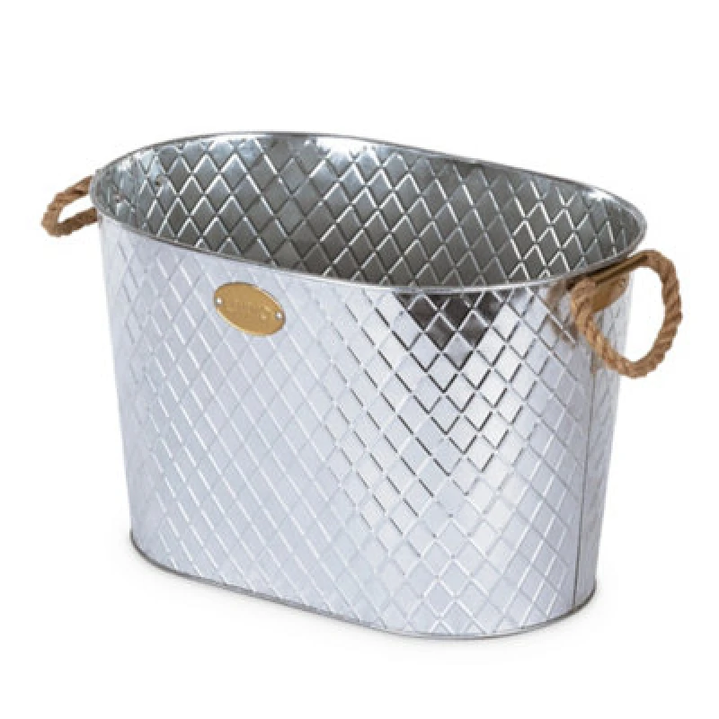 Image of LIVIVO 24L Diamond-Embossed Picnic Ice Cooler Bucket Metallic Silver unisex