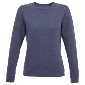 image of SOLS Womens/Ladies Sully Heathered Sweatshirt (L) (Denim)