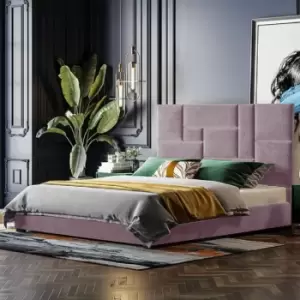 Image of Conmo Upholstered Beds - Plush Velvet, Double Size Frame, Pink - Pink